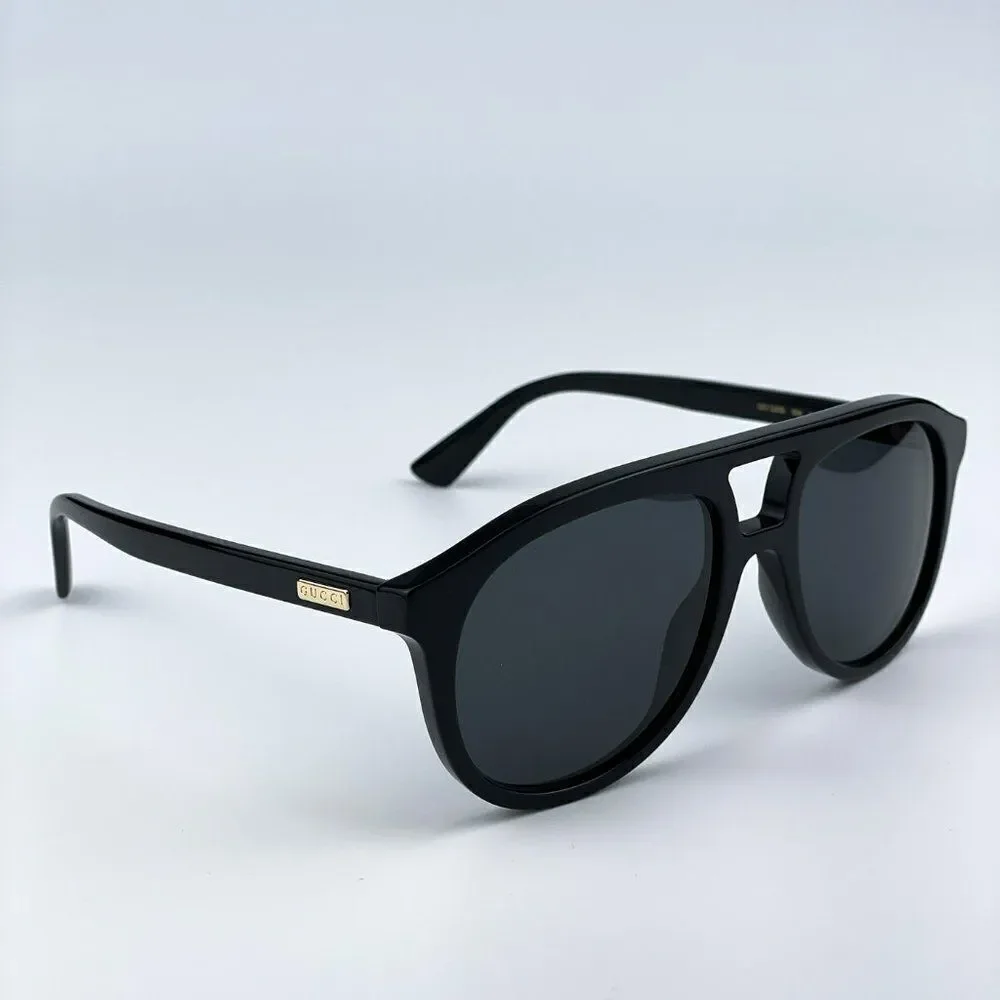 NEW Gucci GG1320S 004 Black Grey Pilot Unisex Sunglasses